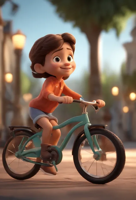 child girl, cabelos longos e cacheados, bicicleta, 
And grandma pushing, Animation Characters, Caractere estilizado, animation style rendering, 3D estilizado, Arnold Maya render, 3 d render stylized, toon render keyshot, Personagem 3D, Personagem 3D, 3d re...