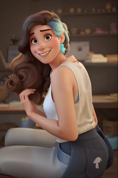 poster no estilo disney pixar, uma mulher branca, cabelo loiro ,estilo disney pixar, alta qualidade, melhor qualidade