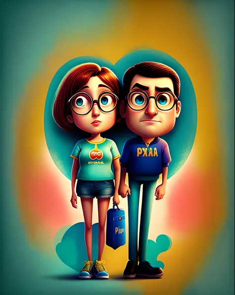 Poster estilo pixar casal