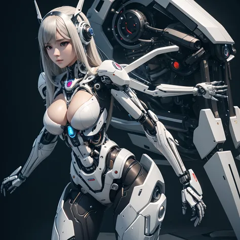 Anime - imagem de estilo de uma mulher com um corpo de esqueleto e um capacete, unreal engine render + uma deusa, biomechanical oppai, highly detailed cybernetic body, white biomechanical details, gynoid cyborg body, 3 d render arte do caractere 8 k, corpo...