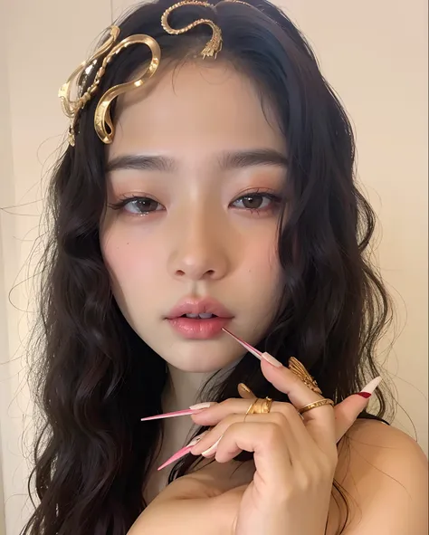 Arafed woman with long dark hair and a gold headband, jennie blackpink, Jaeyeon Nam, Heonhwa Choe, Kiyoko Suzuki, Gongbi, Yanjun Chengt, TaeJune Kim, kwak ji jovem, Directed by: Ayami Kojima, Eiko Ishioka, Seseon Yoon, Wenfei Ye, natsumi mukai artwrok