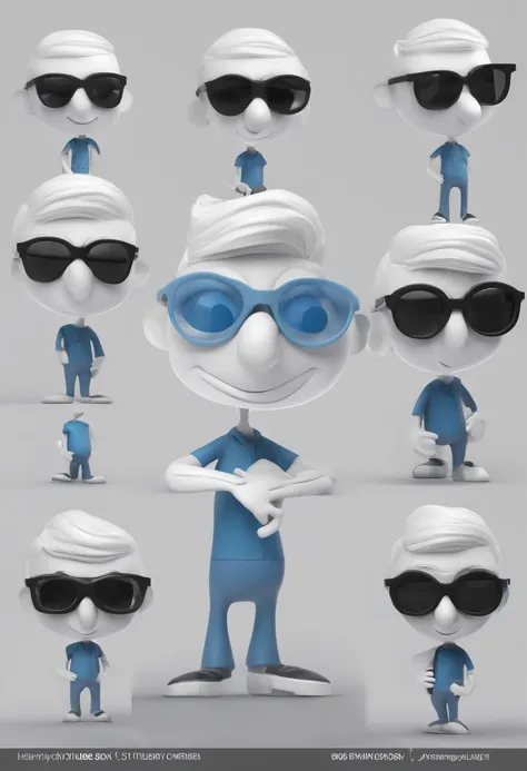 Cartoon character of a man with black glasses and a blue shirt, animation character, Caractere estilizado, animation style rendering, 3D estilizado, Arnold Maya render, 3 d render stylized, toon render keyshot, Personagem 3D, Personagem 3D, 3d rendering st...