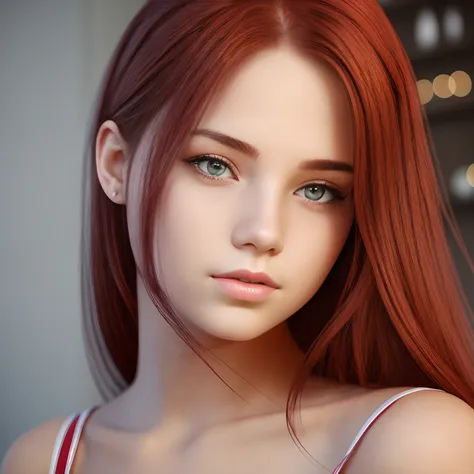 18 year old girl. redhair. realistic