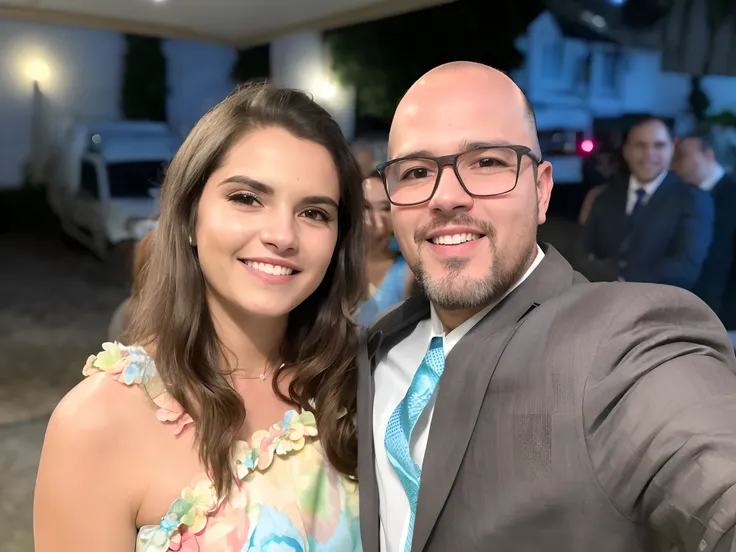 Casal em uma festa de casamento, lindos sorridentes