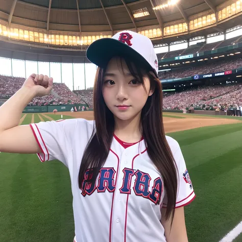 Baseball Team Manager，kawaii，front facing，1girl in，Best Quality，is standing，Taiwanese，Beautuful Women