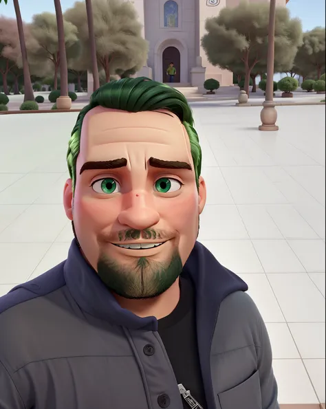 Um homem branco de olhos verdes no estilo disney pixar, alta qualidade, melhor qualidade