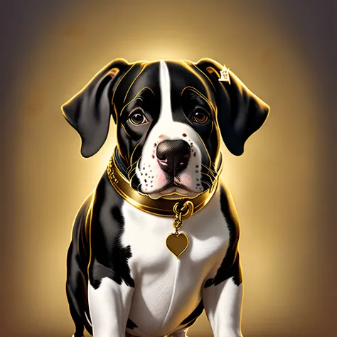 A black and white bull terrier with a gold collar on a Disney Pixar poster with the title spetsly