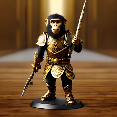 golden warrior monkey holding weapon