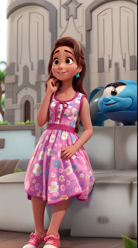 uma menina, pele branca, estilo disney pixar, alta qualidade, melhor qualidade