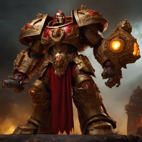 Warmaster titan Warhammer 40k cores dourado e vermelho gigantesco