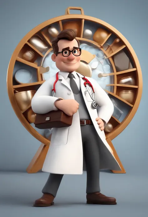 Cartoon character of a man wearing a doctors lab coat, um personagem animado, Caractere estilizado, animation style rendering, 3D estilizado, Arnold Maya render, 3 d render stylized, toon render keyshot, Personagem 3D, Personagem 3D, 3d rendering stylized,...