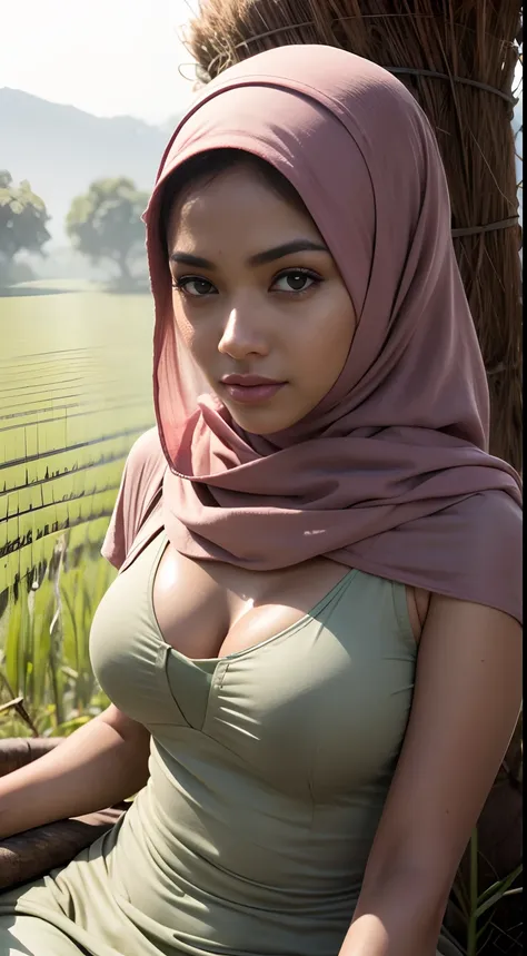 RAW, Best quality, high resolution, masterpiece: 1.3), beautiful Malay woman in hijab (iu:0.8),cleavage, RAW, Best quality, high resolution, Masterpiece: 1.3, Beautiful  hijabi malay girl, Masterpiece, Soft smile,Beautiful Malay women wear pastel color hij...