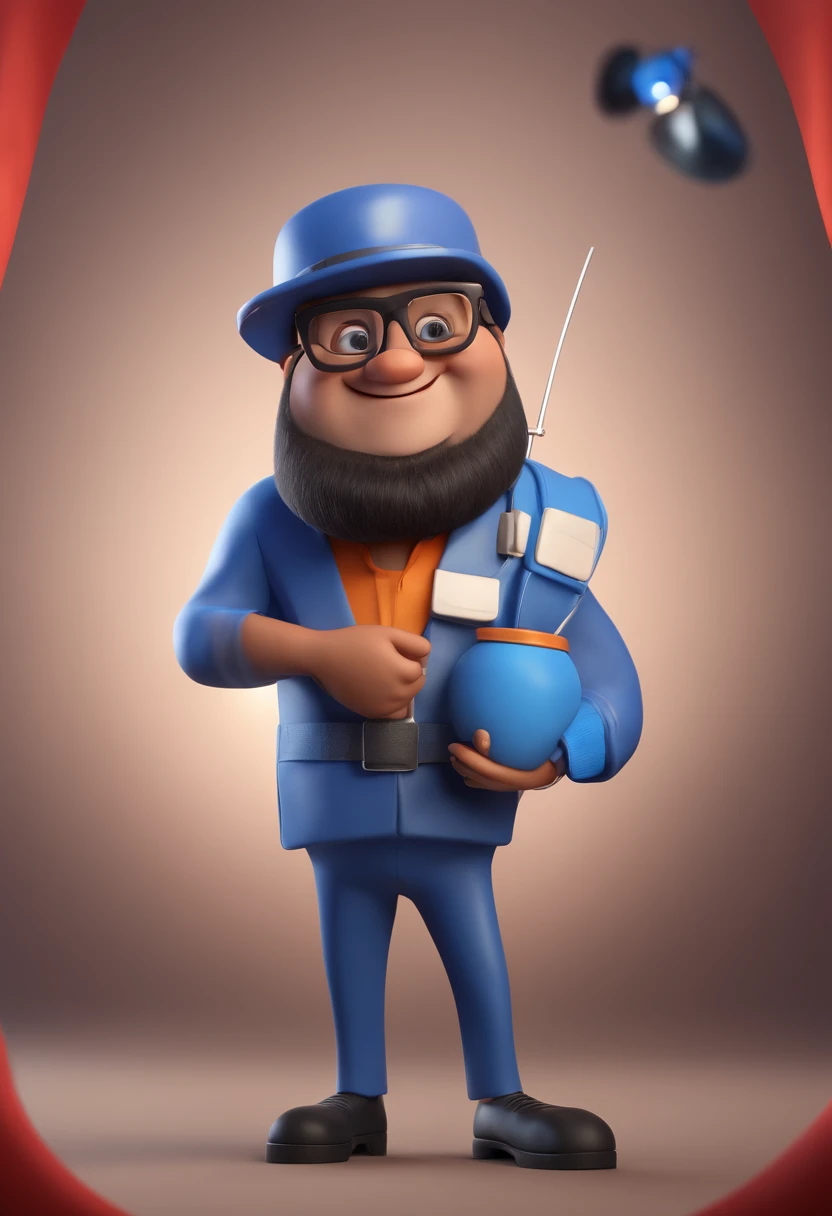 Cartoon character of a man with black glasses and a blue shirt, animation character, Caractere estilizado, animation style rendering, 3D estilizado, Arnold Maya render, 3 d render stylized, toon render keyshot, Personagem 3D, Personagem 3D, 3d rendering st...