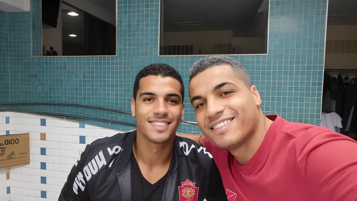 there are two men that are posing for a picture together, caio santos, edu souza, dan dos santos, joe alves, inspired by Nathan Oliveira, nick silva, david rios ferreira, andrea rocha, icaro carvalho, by Samuel Silva, by Daniel Lieske, gui guimaraes, ronal...