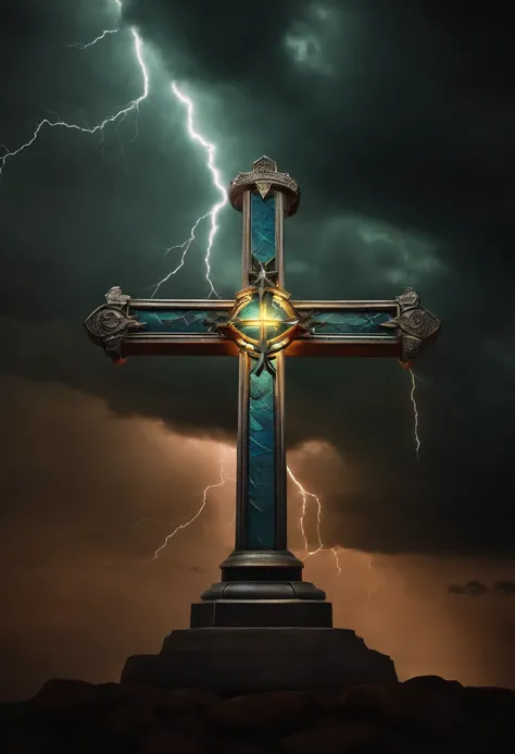 Templar Cross With Lightning