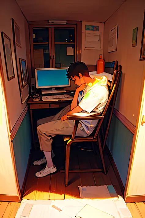 menino estudando no quarto, lofi rip rop