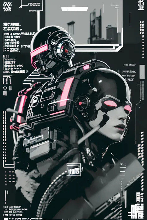 depict face emerging from the shadows, magazine cover, poster art, cyborg police, hint of chromatic neon