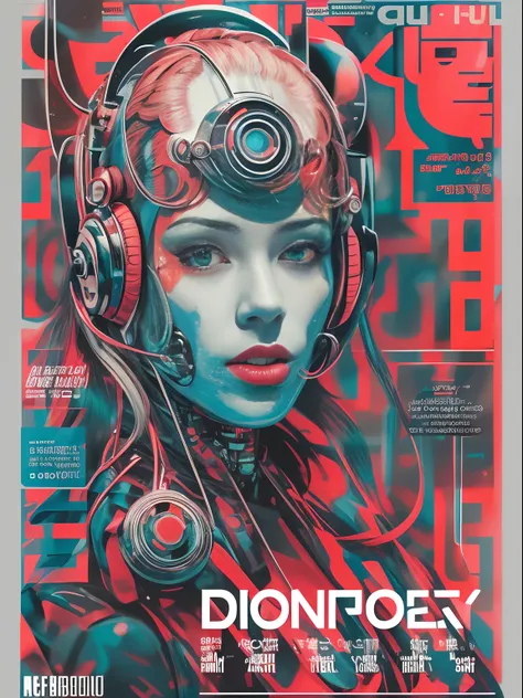 strongly cyborg, magazine cover, poster art , hint of vibrant, bold script text