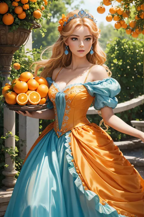 CinderellaWaifu A JustforFun creation. (((Ultra detailed, beautiful face, Megapixel))) Create an enchanting and refreshing photo realistic image of a model styled as Princess Cinderella from Disneys Cinderella, combined with the invigorating vibrancy of or...