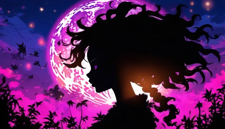 (Silhouette Art,cutouts:1.6)
(((Paper cutting art,A world where only black exists:1.3)

(Cowboy Shot),1 girl,Solo,
(Girl with dreadlocks ,profile:1.2),white, Clear and beautiful face, dreadlocks, Countless meteors、The Moon Behind、Train in the sky, jungle b...