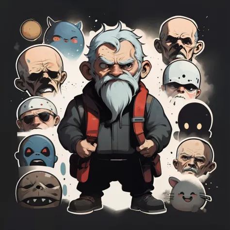 a sticker，1old man，Hero design，simple backgound