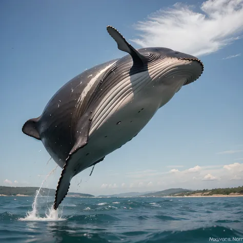 Melhor qualidade, A whale jumping in the water, The jump is funny.