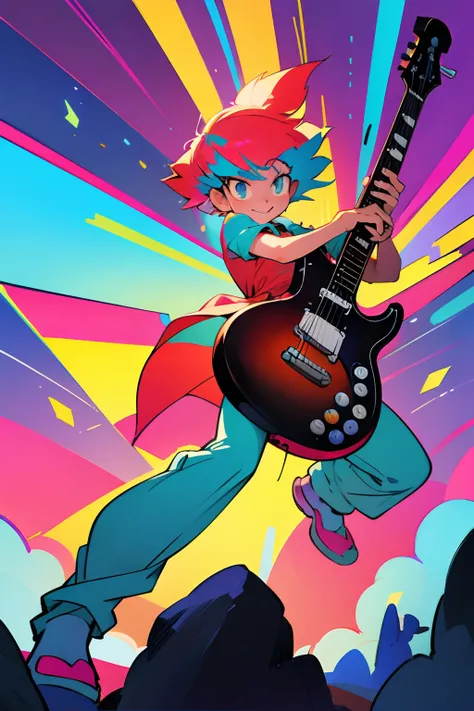 digital drawing style, super colors, vibrant colors, diffuse lighting, Rock concert, pleasant atmosphere, enjoyment, anime style, big show, super detailed, hand-drawn, symmetry, no anomalies.