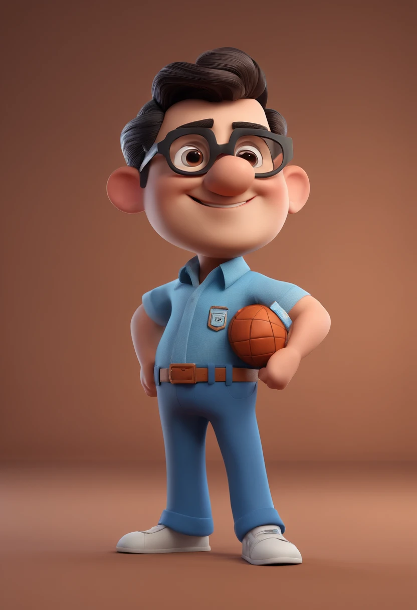 Cartoon character of a man with black glasses and a blue shirt, animation character, Caractere estilizado, animation style rendering, 3D estilizado, Arnold Maya render, 3 d render stylized, toon render keyshot, Personagem 3D, Personagem 3D, 3d rendering st...