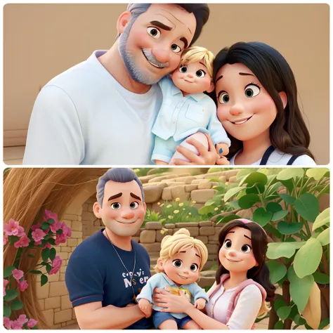 Papsi, Mommy and little girl Disney Pixar style, imagem de alta qualidade, muita qualidade