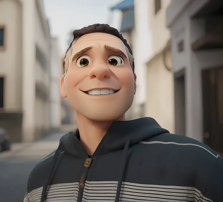 um homem com bone virado, olhos castanho claro, estilo disney pixar, alta qualidade, melhor qualidade