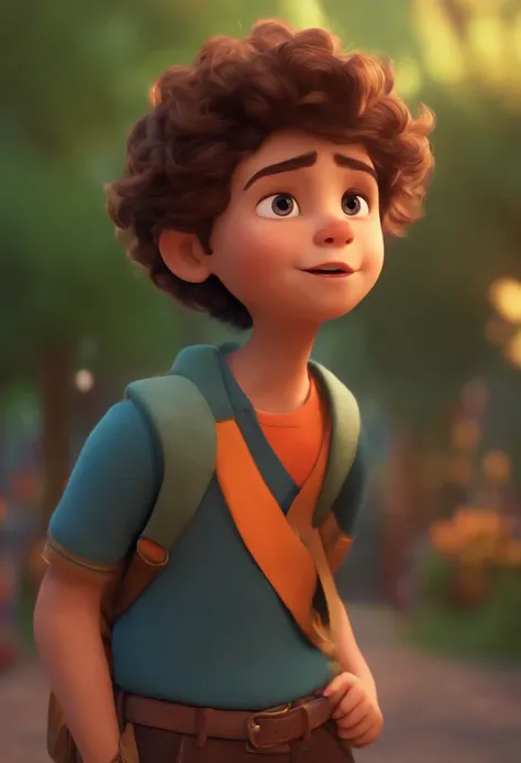 Image of a boy for a story in a YouTube video in Pixar format, Hes the little allabester, Hes the class leader, Hes outgoing, Playful and gets up for a lot of things, cabelo curto