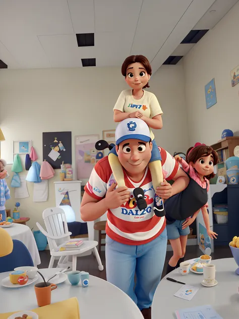 Papsi, Mommy and little girl Disney Pixar style, imagem de alta qualidade, muita qualidade