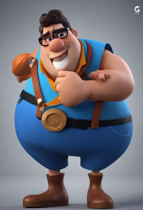 Cartoon character of a man with black glasses and a blue shirt, animation character, Caractere estilizado, animation style rendering, 3D estilizado, Arnold Maya render, 3 d render stylized, toon render keyshot, Personagem 3D, Personagem 3D, 3d rendering st...