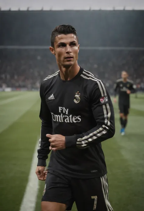 Cristiano ronaldo com roupa preta da adidas