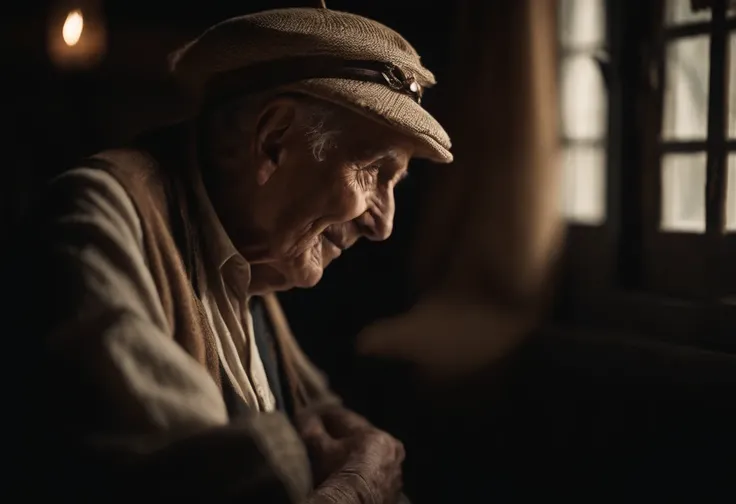 Portrait of Abraham at 100 years old, se despedindo de sua serva mulher, e de seu filho Ismael, um menino de 15 anos, land of Canaan