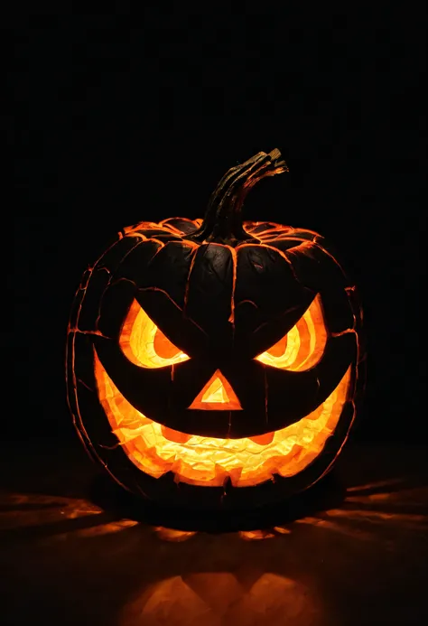 (dark, black and color:1.2), a halloween pumpking light carved