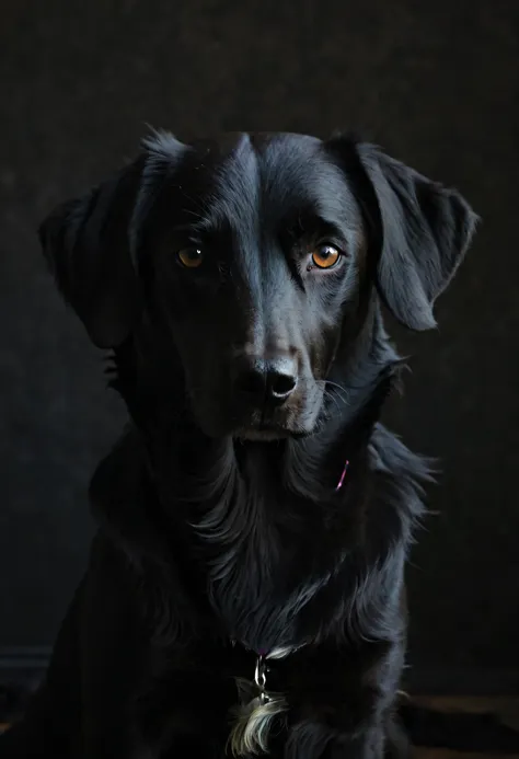 (black and color:1.2), a dog portrait