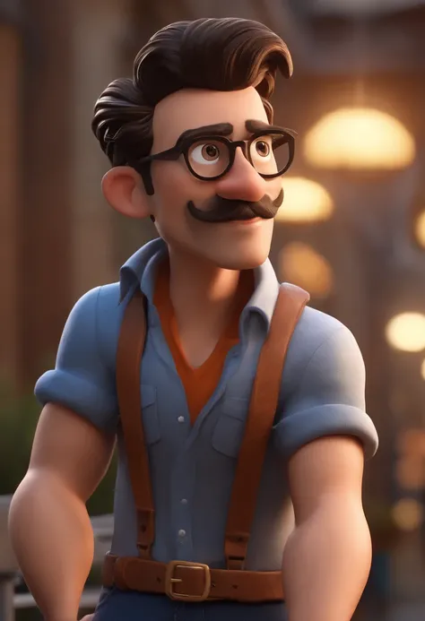 Personaje de dibujos animados de un hombre con gafas negras y una camisa azul, animation character, stylized character, Rendering animation styles, 3D estilizado, Arnold Maya render, 3D render estilizado, Toon renderizar keyshot, Personaje 3D, Personaje 3D...