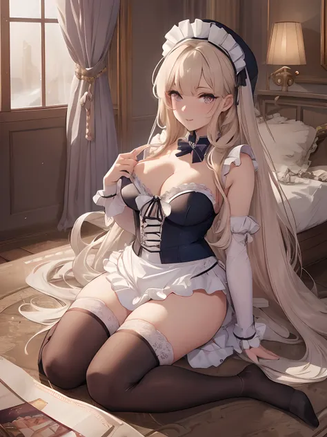 top-quality、realistic touch,high-detail、photoRealstic、 Erotic sailor suit、High school students、Long body、Sheer costumes、skirts that are too short、Not wearing underwear、big eye、long lashes、Long upper eyelashes、platinum-blonde、cute little、Beautie、A sexy、full...