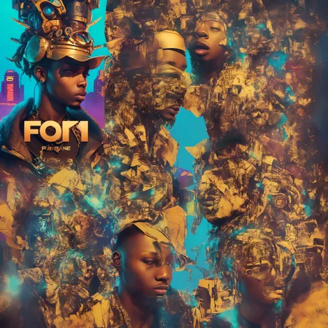 Create a captivating title for a futuristic african rap cover art that represents a mix of urban grit and artistic flair. The rappers stage name is FOM,  and the cover should evoke a sense of energy and boldness. Think of disney style. The title is Form it...