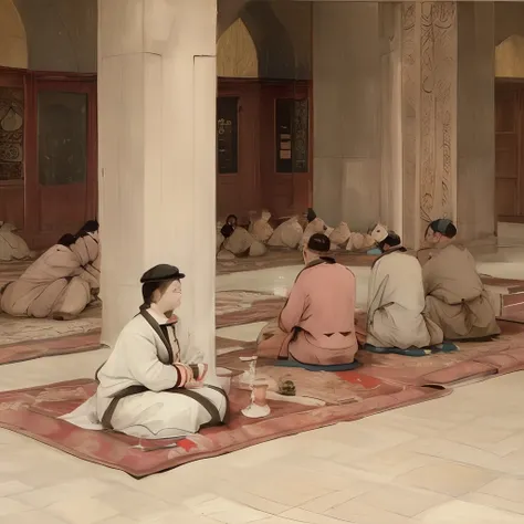 people sat in the Nabawi mosque during the time of the Prophet