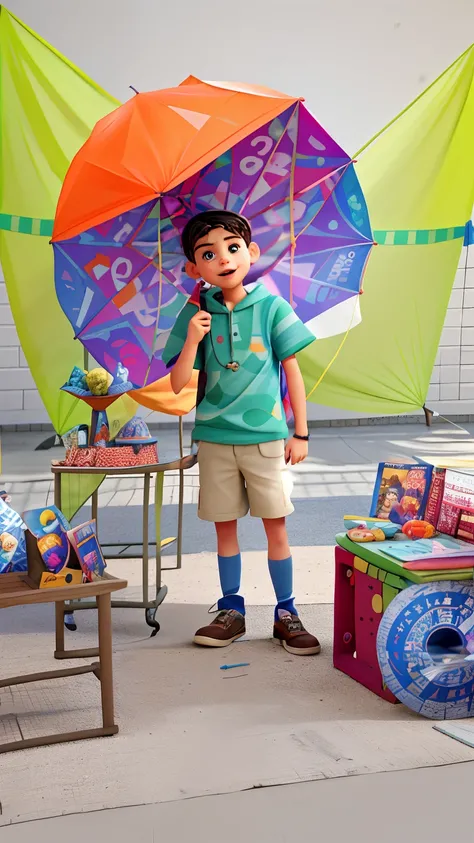 Theres a boy standing in front of a colorful kite, by Amelia Peláez, caio santos, Asher Duran, Artem, lucas graziano, Directed by: David Ruby, Directed by: Juliette Wytsman, daniel mirante, andrea rocha, Directed by: Nandor Soldier, 😃😀😄☺🙃😉😗, Meninas Hasan,...