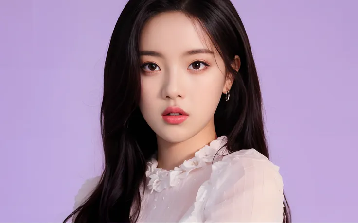 a close up of a woman with long hair wearing a white dress, portrait jisoo blackpink, portrait of jossi of blackpink, jisoo of blackpink, jisoo from blackpink, blackpink jennie, jossi of blackpink, portrait of female korean idol, jinyoung shin, roseanne pa...