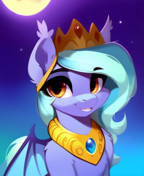 rating_safe，score_9，Cute bat pony，Furry wild pony，Luna，(Moon Princess:1.3) solo