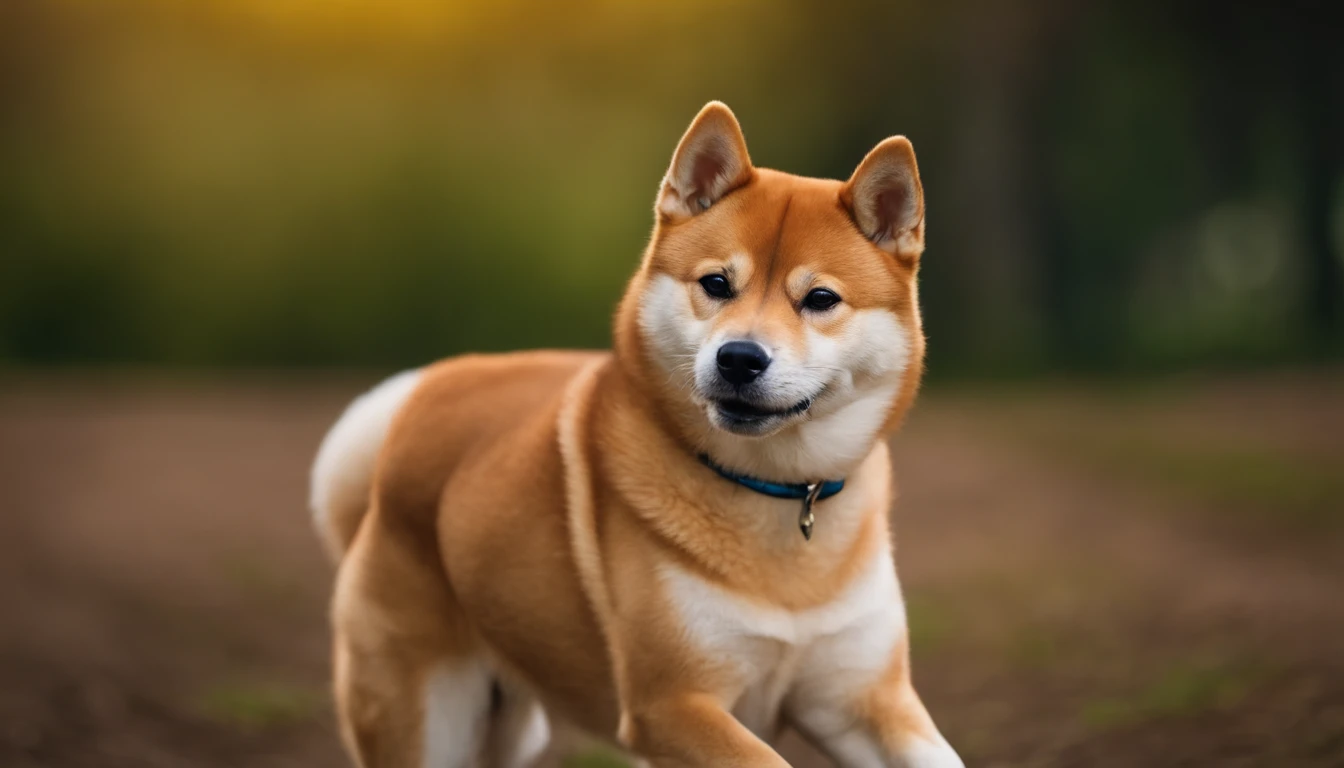 Smiling Shiba Inu looking straight ahead