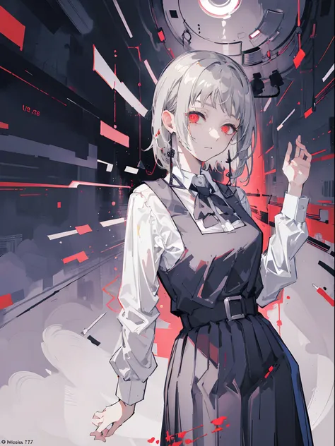 (masterpiece, top quality, best quality,official art, beautiful and aesthetic:1.2),(1girl:1.3), very long gray hair , red eyes