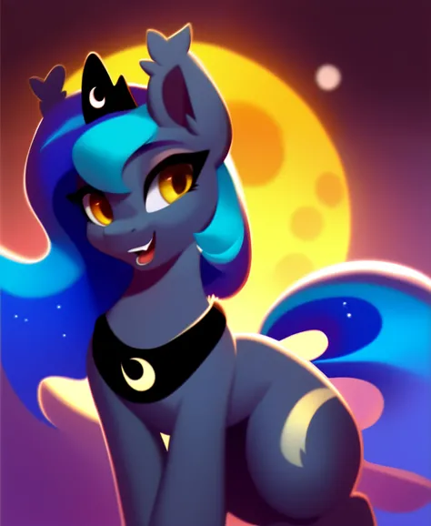 rating_safe，score_9，Cute bat pony，Furry wild pony，Luna，(Moon Princess:1.3) solo