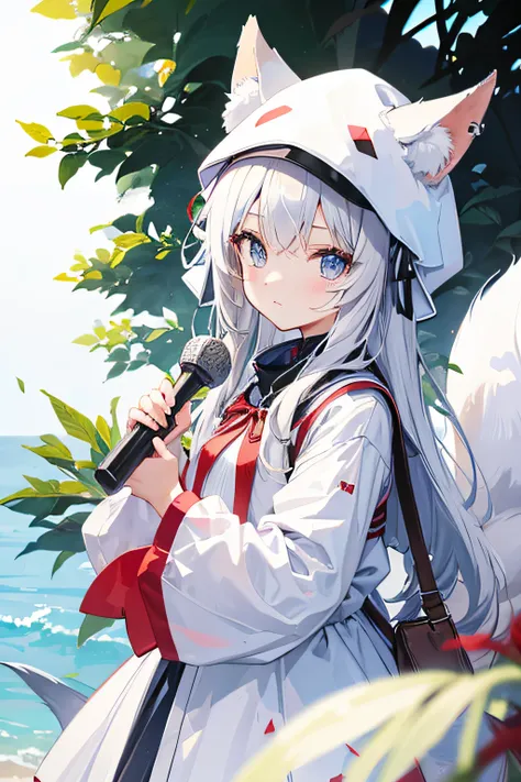 dressed in white、Wearing a stubby hat、Fox Girl