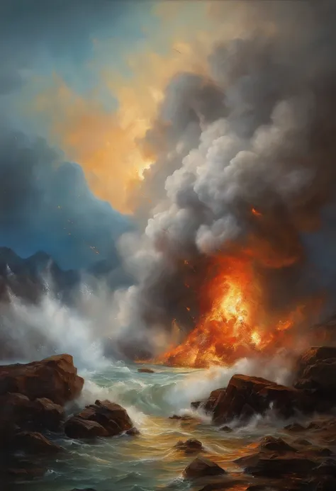 Explosion Illustration　an oil painting