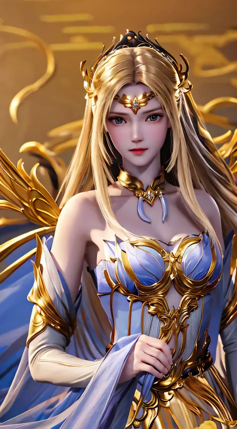 ((Masterpiece, Best quality;1.3)), ultra - detailed，plethora of colors，extremely detailed and beautiful background，1girll，独奏，highly detailed beautiful face，beautiful  face，Angelic，Detailed golden angel costume，Wings Angel，feater，Fantasy landscape，Epic,The ...